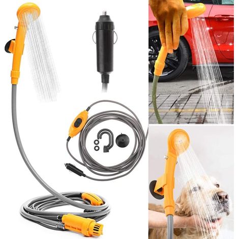 Douche de camping portable 12V avec pompe immergée Douche de voyage randonnée voiture (1/4)