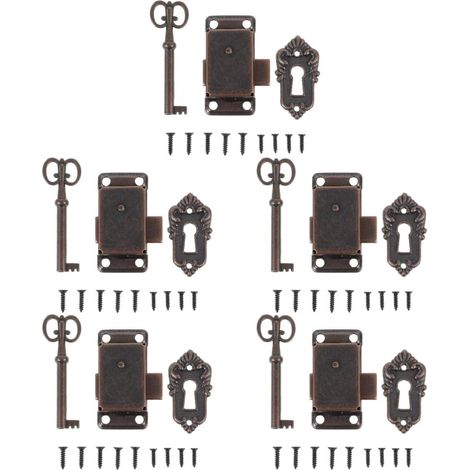 Lot de 5 serrures pour tiroirs, serrures pour meubles anciens (1/5)