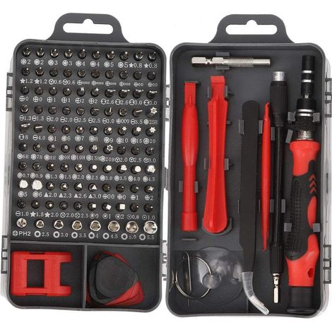 Jeu de tournevis 115 en 1, ordinateur de précision, téléphone intelligent, kit d'outils à main de réparation de montre, avec sac portable(Red),Ensemble De Tournevis (1/5)