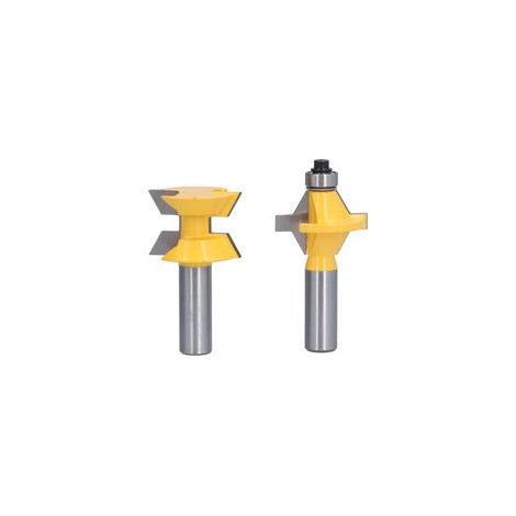 2 pièces 1/2in tige routeur Bit 120 ° langue et rainure fraise pour panneau de bois armoire boîte (1/5)
