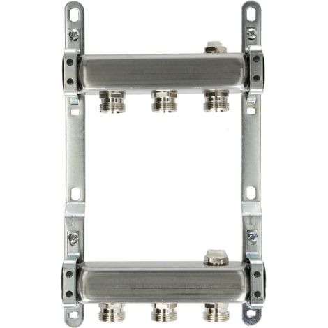 Collecteur chauffage inox pour radiateur, 3 circuits, femelle 1'' (26/34) mâle 3/4'' EK (20/27) - Itap