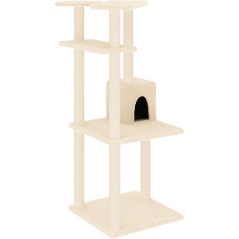 Tiragraffi per gatti Mobili per arrampicata su torre Tiragraffi piattaforma da arrampicata con tiragraffi in sisal 123 cm crema 020022464