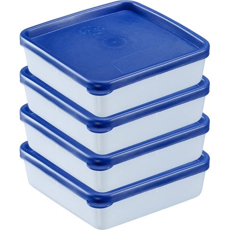 4 Boîtes de Congélation Conservation, Couvercle Incl., Volume : 0,25 l chacune, Empilable, Plastique, Trio, Couleur: Transparent/Bleu, 25042270 (1/5)