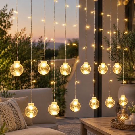 FLITI Guirlande Solaire Boules à Vœux Étoiles 3.5m Blanc Chaud (1/5)