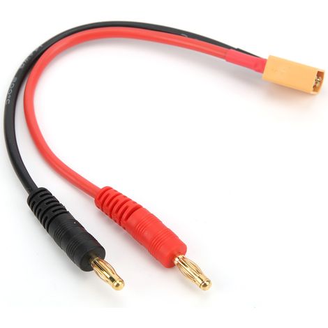 Câble de chargeur RC de 15 cm, connecteur XT60 vers fiche banane 4 mm, calibre 14 AWG, pour chargeur de batterie LiPo (1/5)