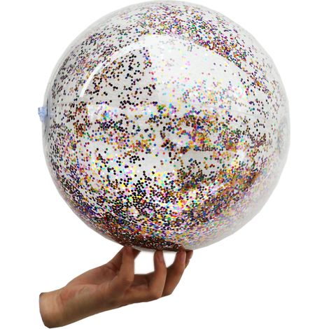 Ballon de plage pailleté 16 pouces gonflable PVC pliable pour piscine extérieure (1/5)