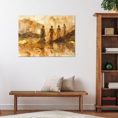 Wandbild Silhouetten von Frauen in warmen Sepia- und Aquarelltönen 60x40 (1/4)