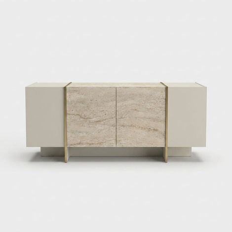 Anrichte aus Holz "Veyron" - 180 x 46 x 75 cm - Travertin, Sandstein (1/5)