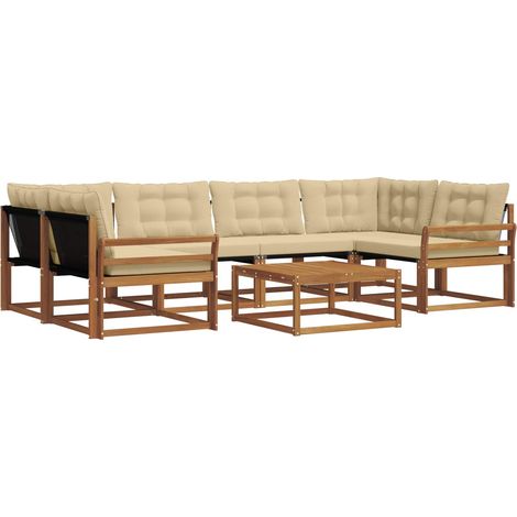 Ensemble de canapés d'extérieur 7 pcs Salon de jardin Naturel et Beige (1/5)