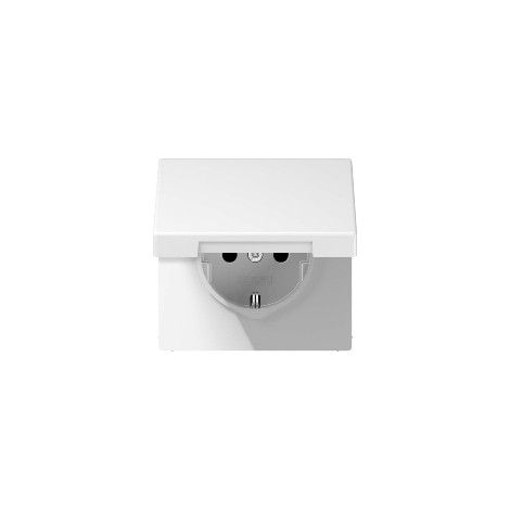 Jung SCHUKO®-Steckdose, 16 A 250 V , SAFETY+, Klappdeckel, Thermoplast lackiert, Serie LS, schneeweiß matt LS 1520 BFKIKL WWM