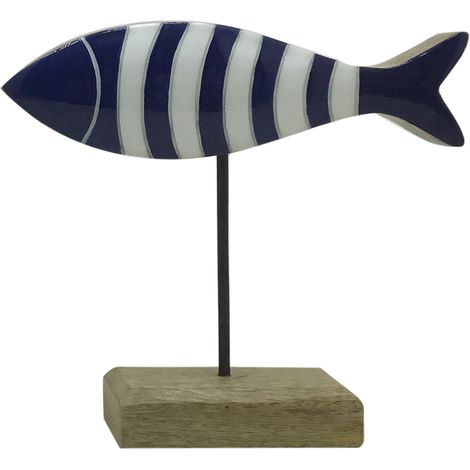 Signes Grimalt Pesce in legno marinaio blu - Figura da tavolo 18x20x5 cm