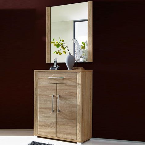 Garderoben Schuhschrank Set mit Spiegel Sonoma Eiche hell GOCH-36 B x H x T ca.: 74 x 188 x 40 cm (1/5)