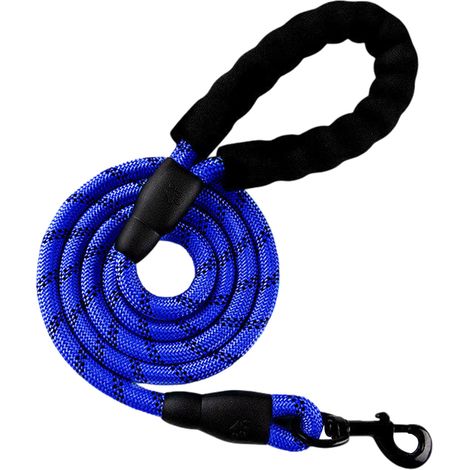 Laisse Chien - 5 M - Poignée Néoprène Rembourrée - Crochets Acier Antirouille - Corde Nylon Résistante - Pour Dressage et Attache Extérieure - 1 Pièce (1/5)