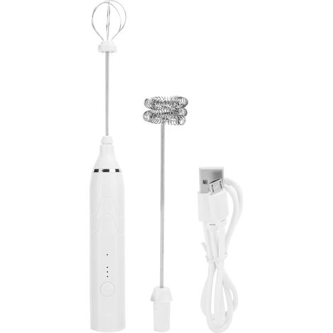 Wiederaufladbarer USB-Milchaufschäumer, 3-stufiger elektrischer Mixer für Cappuccino und Latte, Weiß (1/5)