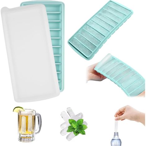 1 Bac à Glaçons Silicone, Moulenet Long, Couvercle Anti-débordement, Pour Bouteilles et Cocktails (1/5)