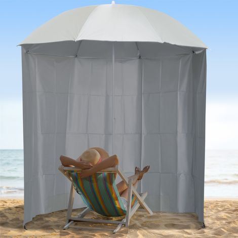 Parasol plage Ø2,2x2,2cm protection UV sac transport sardines lestage intégrés, crème