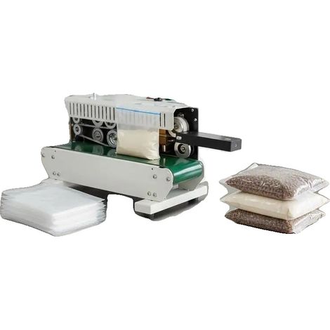 Máquina selladora de tiras continua, control digital de temperatura, aplicación versátil, color rojo. (1/2)