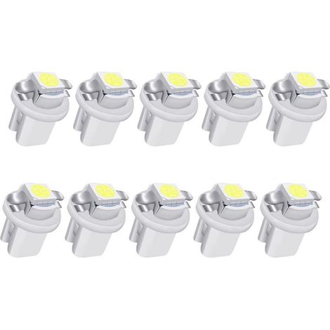 10pcs LED T5 Balnc Ampoules LED B8.5 Tableau de Bord Ampoules 1-5050-SMD pour Voiture Tableau de Bord Compteur de Vitesse Instrument Gauge Cluster Voyant (1/5)