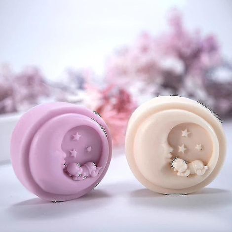 Moule en silicone rond en forme de lune pour savon fait main mignon
