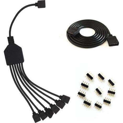 Câble répartiteur LED 4 broches en Y - Câble répartiteur RVB - Connecteur pour 6 bandes LED SMD 5050 3528 RVB - 30 cm (1/5)
