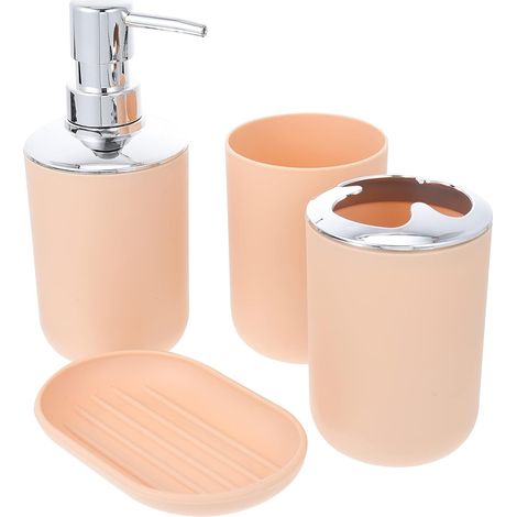 Ensemble d'accessoires de salle de bain 4 pièces comprenant un porte-brosse à dents, un porte-savon, un gobelet à brosse à dents et plus encore (1/5)