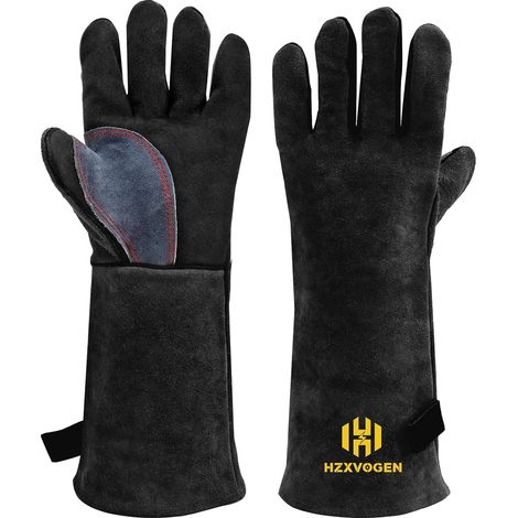 Gants de Soudure en Cuir 500°C,14" Gants Résistants à la Chaleur (1/5)