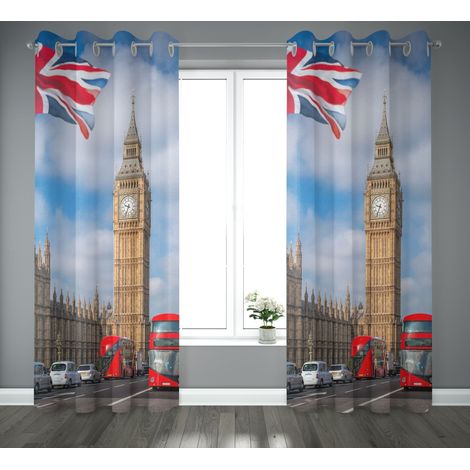 TENDA tendone TENDAGGIO CITY confezionata cm. 140x290 LONDRA Big Ben bus