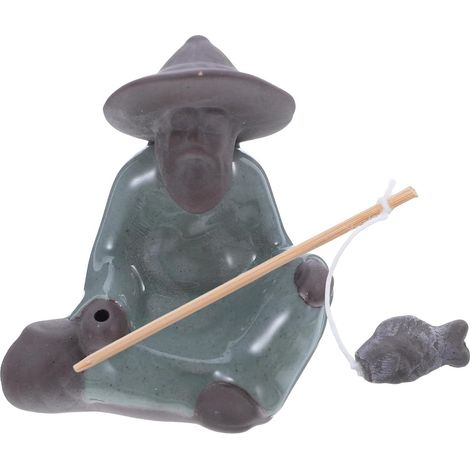 Figurine de Pêcheur Portable en Céramique Élégante Usage Polyvalent pour Décoration Extérieure pour Fontaines et Paysages de Bonsaï (1/5)