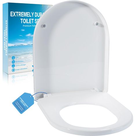 Abattant de WC avec Mécanisme de Fermeture Amortie,Fonction de Dégagement Rapide et Fermeture Amortie,Abattants de Wc Facile à Monter,Antibactérien,Jusqu'à 250 kg,Abattant de WC Forme D (1/5)