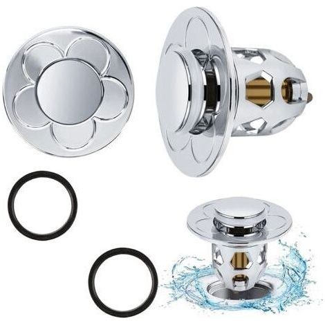 2 Pièces Bonde de Lavabo Universel Pop Up,Bonde de Lavabo Pop-Up avec Filtre Anti-Clogging,Flitre de Vidange Anti-Bloqué,Bouchon Baignoire pour Lavabo Cuisine,Flitre Cheveux-Orifice de Vidange 34-40mm (1/4)