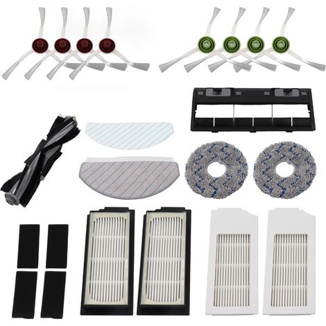 Kit d'accessoires pour robot nettoyeur : Brosse principale, brosses latérales, serpillière ondulée, chiffon lavable et filtre compatible T10 (1/5)