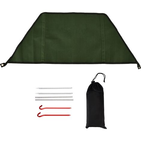 Grüner, faltbarer, winddichter Campingkocher, Grill und Picknickkorb (1/4)