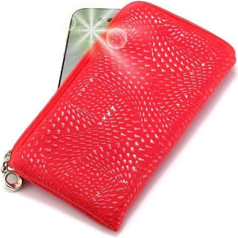 Funda acolchada con cremallera "Coyote", soporte para teléfono móvil y pulsera para K810i UMTS, 900, 1800, 1900 MHz, funda con cremallera, funda con correa y correa, color rojo