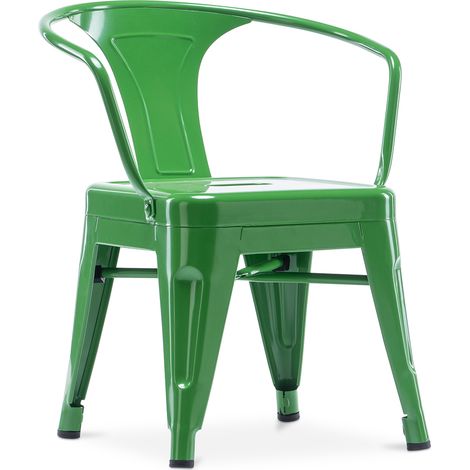Children's Chair with Armrests - Children's Chair Industrial Design - Steel - Stylix Green