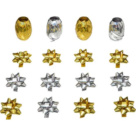 Holographisches Bolduc-Set 16 Stück - Silbergold
