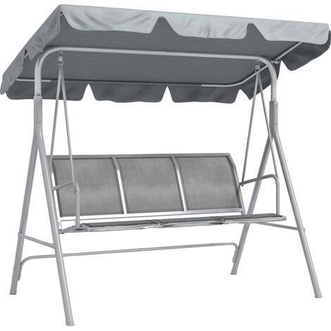 Silla mecedora de jardín, respaldo ajustable, estructura metálica resistente, color gris. (1/2)