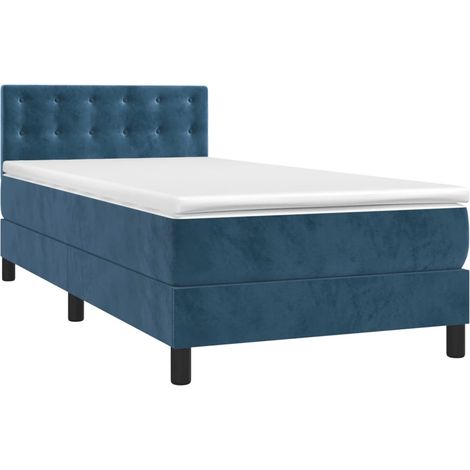 vidaXL Giroletto a Molle con Materasso Blu Scuro 80x200 cm in Velluto