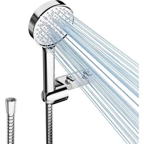 Duschkopf mit Schlauch und Halter, 20-Schicht-Filter, 6 Strahlarten, Hochdruck, Chrom (1/5)