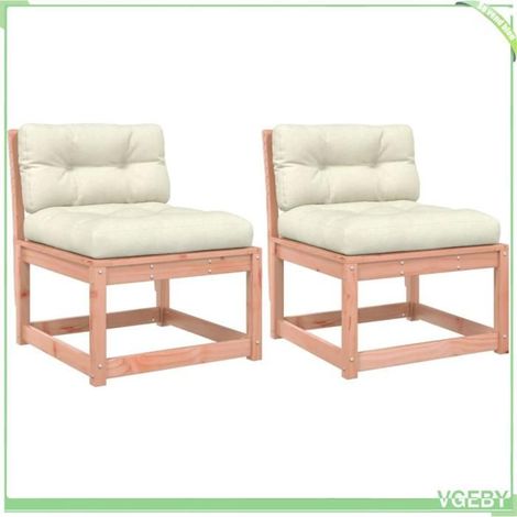 Canapé de jardin 2 places - FAFEICY - Modèle 844707 - Bois de douglas massif - Modulable - Coussins blanc crème (1/5)