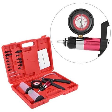 kit de Ventilation de Frein, manomètre Manuel Pompe à Vide testeur kit avec Adaptateur Liquide de Frein Outil de Remplacement système de Ventilation d'embrayage pour Voiture, Moto, Camion (1/4)