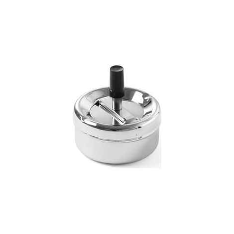 Cenicero cerrado con botón giratorio, acero inoxidable, diámetro 90 mm - Hendi 440209