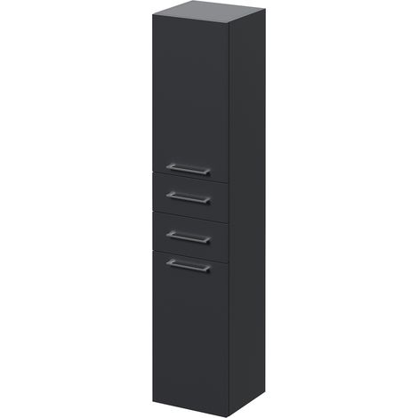 Napoli Gloss Grey 350mm x 1600mm Wall Mounted Storage Unit - 350mm - Chrome 160mm Handle