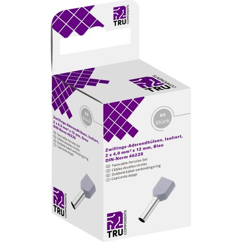 TRU COMPONENTS T1906C157 Zwillings-Aderendhülse 4 mm² Teilisoliert Grau 50 St. (1/2)