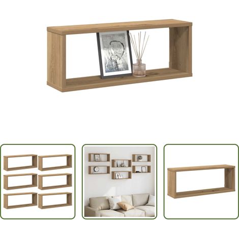 Rangement murales - Étagères murales sous forme de cube 6 pcs chêne artisanal (1/5)