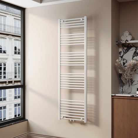 SONNI Radiadores Toalleros de Agua Radiadores Toalleros con Conexión Central Radiador Secador de Toallas de Agua Caliente Adecuado para Cuartos de Baño Blanco 160 x 50 cm