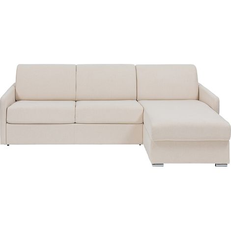Divano letto angolare a ribalta Posto letto 140 cm Materasso 18 cm in Tessuto Beige - CALIFE (1/4)