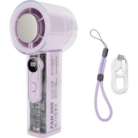 Tragbarer, leiser Turbo-Ventilator mit Digitalanzeige, 100 einstellbaren Geschwindigkeitsstufen, Halbleiterkühlung, Lila (1/5)