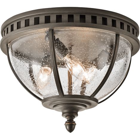 Elstead Halleron - Plafonnier extérieur à 3 ampoules, gris clair IP44, E14 (1/5)