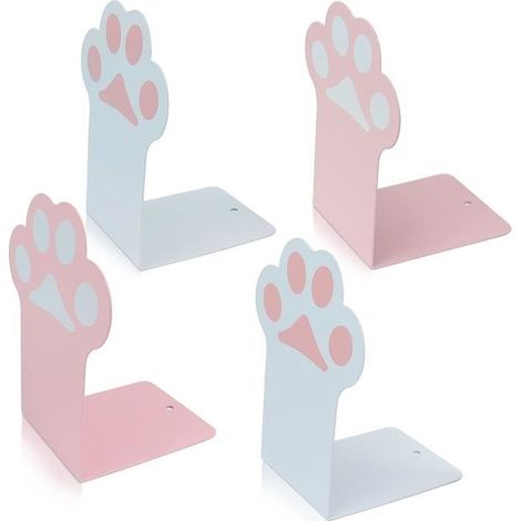 Dekorative Buchstützen – 4er-Set – Weiß und Rosa – 20 x 14 cm – Eisen (1/4)