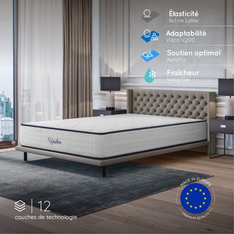 Matelas Upsilon 180x200 cm - Très épais 32 cm - Blue Latex, Mousse HR (1/4)